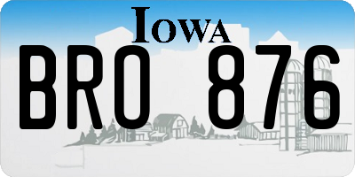 IA license plate BRO876