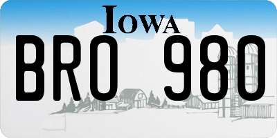 IA license plate BRO980