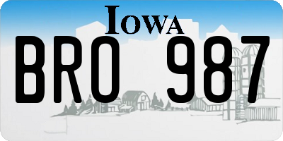 IA license plate BRO987
