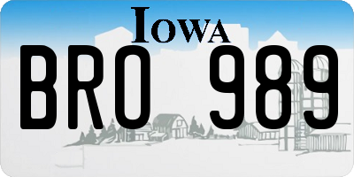 IA license plate BRO989