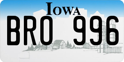 IA license plate BRO996