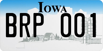 IA license plate BRP001
