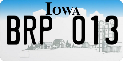IA license plate BRP013