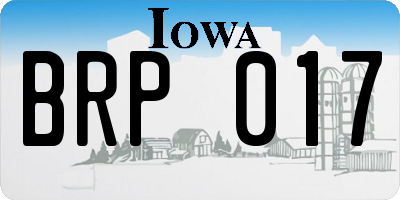 IA license plate BRP017
