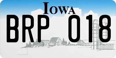 IA license plate BRP018