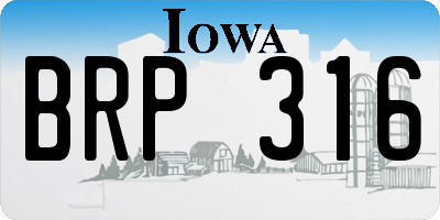 IA license plate BRP316