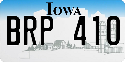 IA license plate BRP410