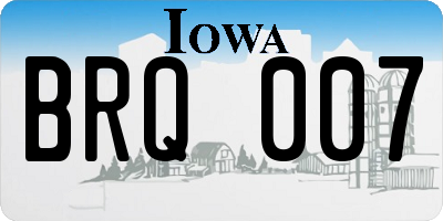 IA license plate BRQ007