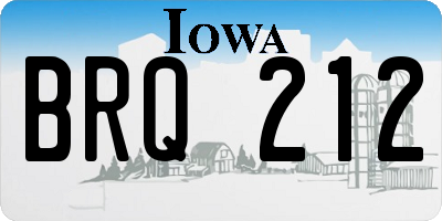 IA license plate BRQ212