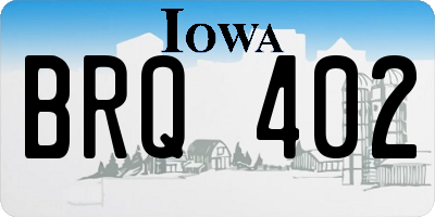 IA license plate BRQ402