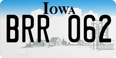 IA license plate BRR062