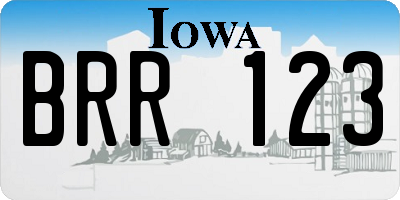IA license plate BRR123