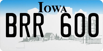 IA license plate BRR600