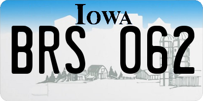 IA license plate BRS062