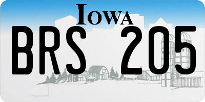 IA license plate BRS205
