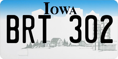IA license plate BRT302
