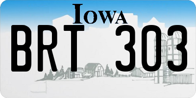 IA license plate BRT303
