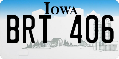IA license plate BRT406