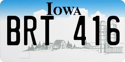 IA license plate BRT416