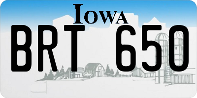 IA license plate BRT650