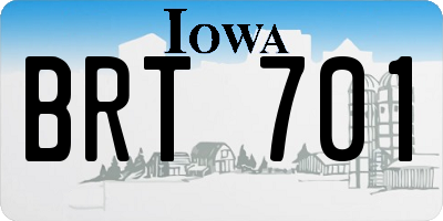 IA license plate BRT701