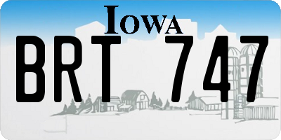 IA license plate BRT747