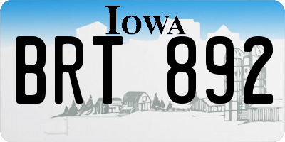 IA license plate BRT892