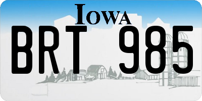 IA license plate BRT985