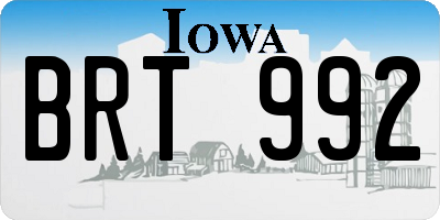 IA license plate BRT992