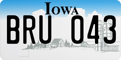 IA license plate BRU043