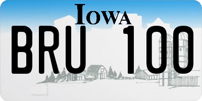 IA license plate BRU100