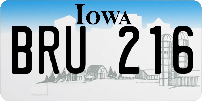 IA license plate BRU216
