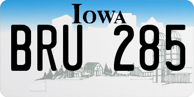 IA license plate BRU285