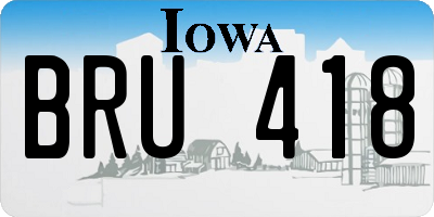 IA license plate BRU418