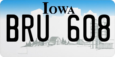 IA license plate BRU608