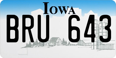 IA license plate BRU643