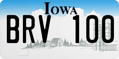 IA license plate BRV100