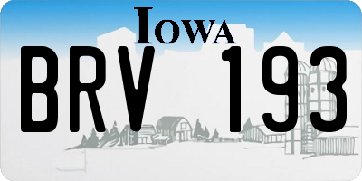 IA license plate BRV193