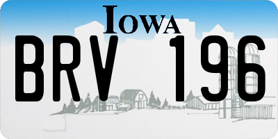 IA license plate BRV196