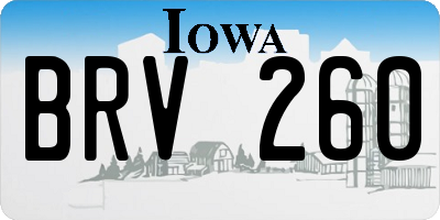 IA license plate BRV260