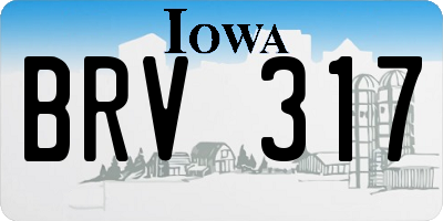 IA license plate BRV317