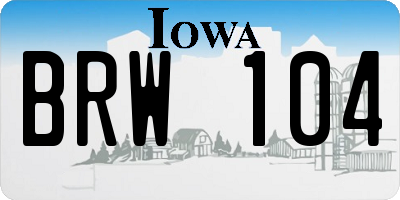 IA license plate BRW104