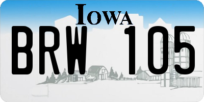 IA license plate BRW105