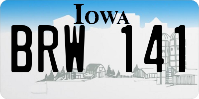 IA license plate BRW141