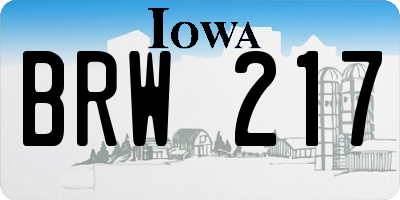 IA license plate BRW217
