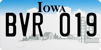 IA license plate BVR019