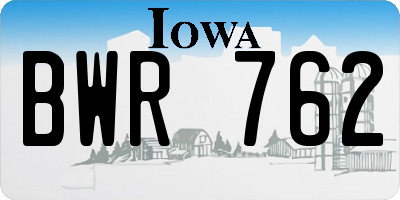 IA license plate BWR762