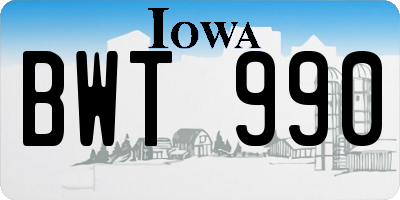 IA license plate BWT990