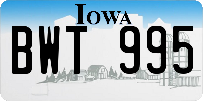 IA license plate BWT995