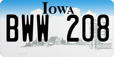 IA license plate BWW208